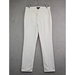 Lafayette 148 NY Jeans Womens 8 White Slim Fit Mid Rise Stretch Preppy Work City